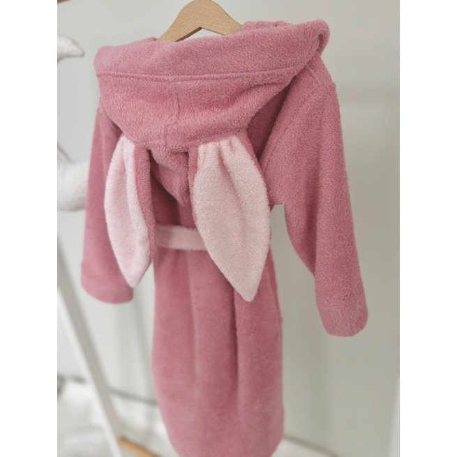 Vaikiškas rožinis chalatas su ausytemis  8