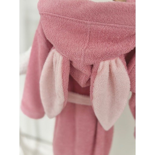 Vaikiškas rožinis chalatas su ausytemis  7