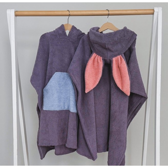 Vaikiškas violetinis pončas su rožinėmis ausytėmis 104-122