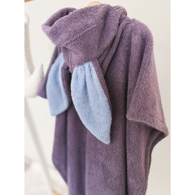 Vaikiškas violetinis pončas su rožinėmis ausytėmis 104-122 1