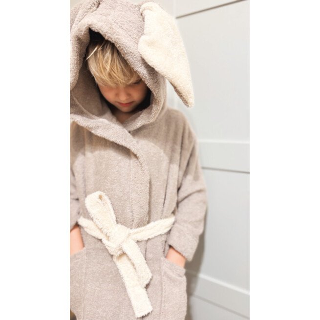 Vaikiškas rudas chalatas su ausytemis 