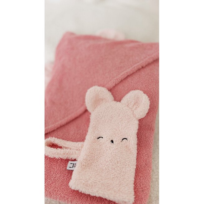 Rožinis rankšluostis su ausytėmis 70x70cm 3