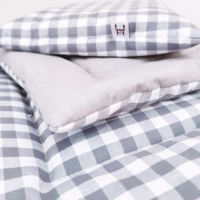 Pleduko/užklotuko ir pagalvėlės rinkinys "Retro" PILKAS