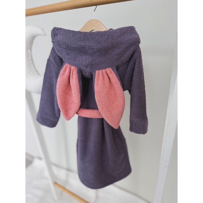 Vaikiškas violetinis chalatas su ausytemis  3