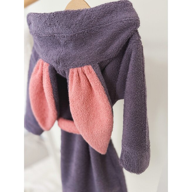 Vaikiškas violetinis chalatas su ausytemis  4