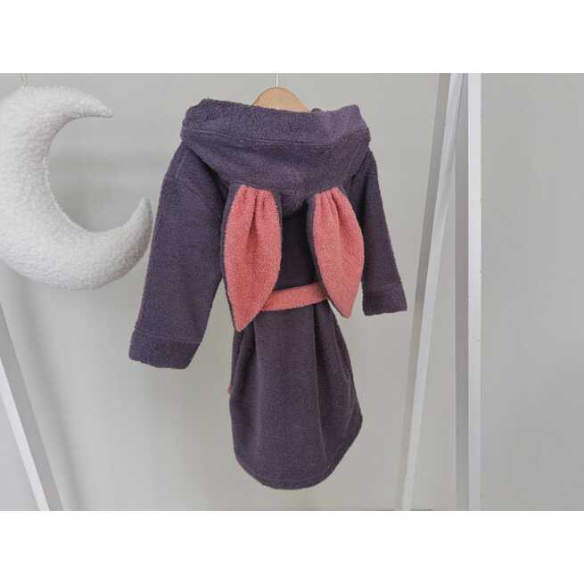 Vaikiškas violetinis chalatas su ausytemis  2