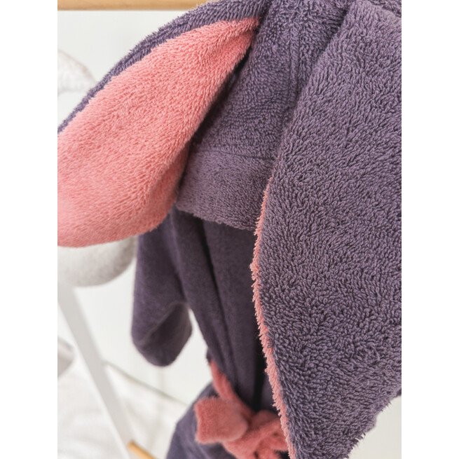 Vaikiškas violetinis chalatas su ausytemis  1