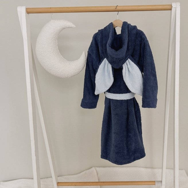 Vaikiškas mėlynas chalatas su ausytemis 