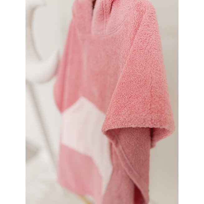 Vaikiškas rožinis pončas su ausytėmis 104-122 dydis 2