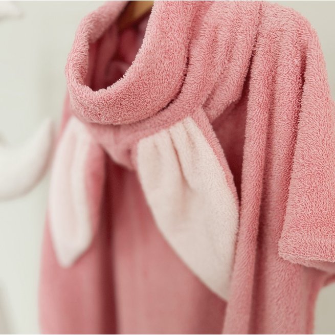 Vaikiškas rožinis pončas su ausytėmis 104-122 dydis 1