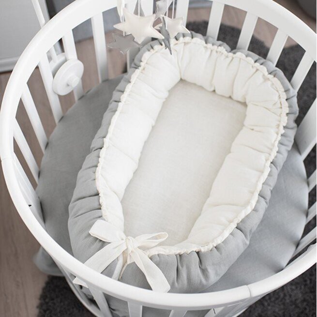 Lininiai balti gultukai kūdikiams "Žvaigždynai"