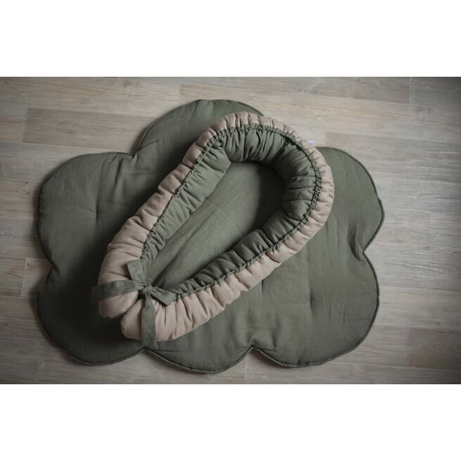 Žalias lininis gultukas kūdikiui "Paslaptys"