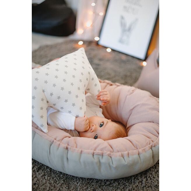 Lininiai rausvi gultukai kūdikiams "Žvaigždynai"